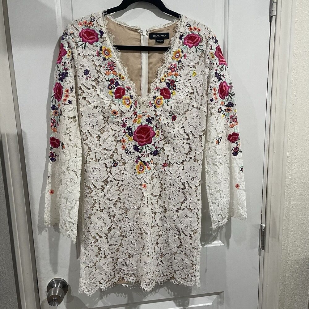 Marciano Lace Embroidered Dress Multi Color Size S